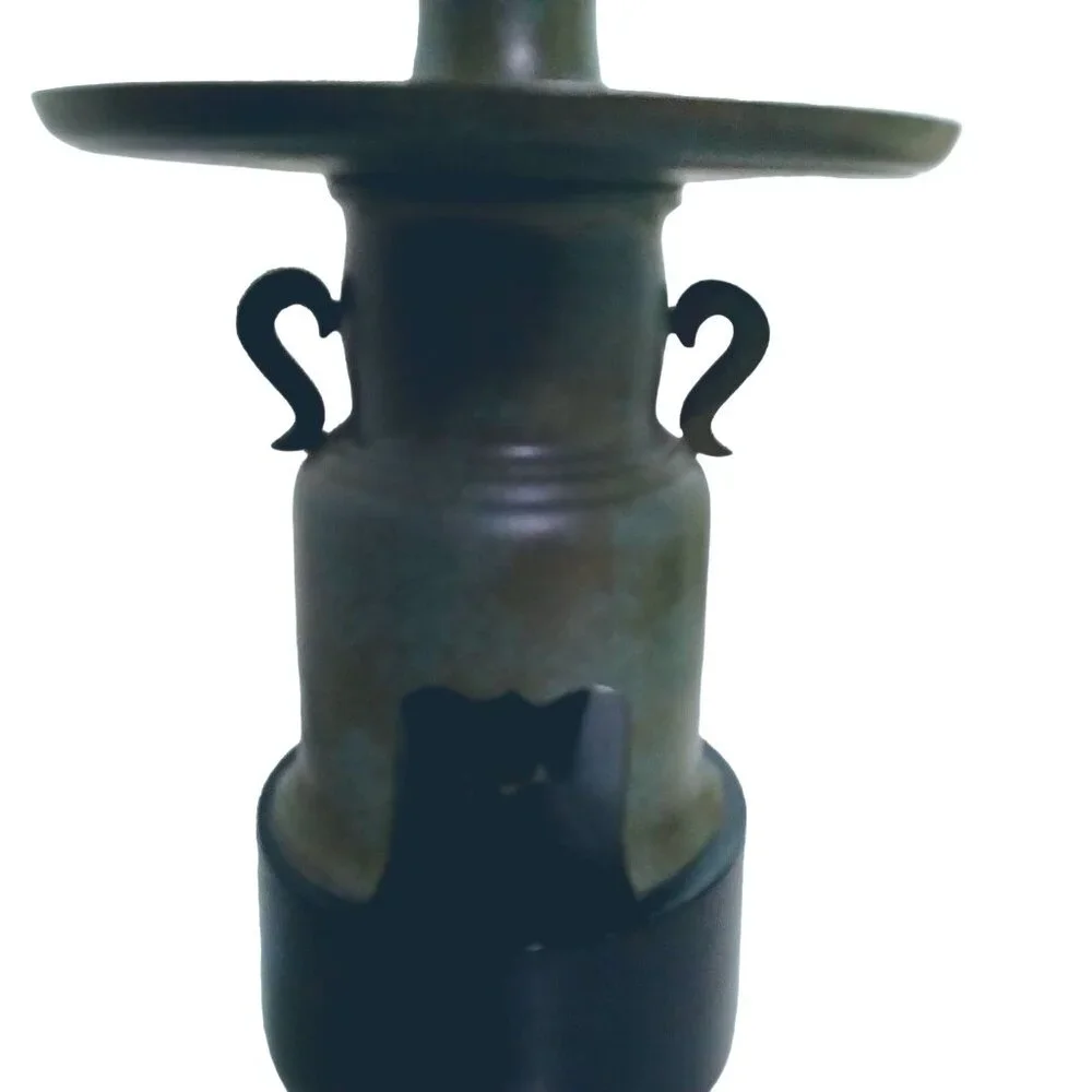 Colonial Style Candlestick Table Lamp Milk Can Green